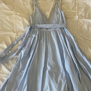 Seersucker striped midi dress